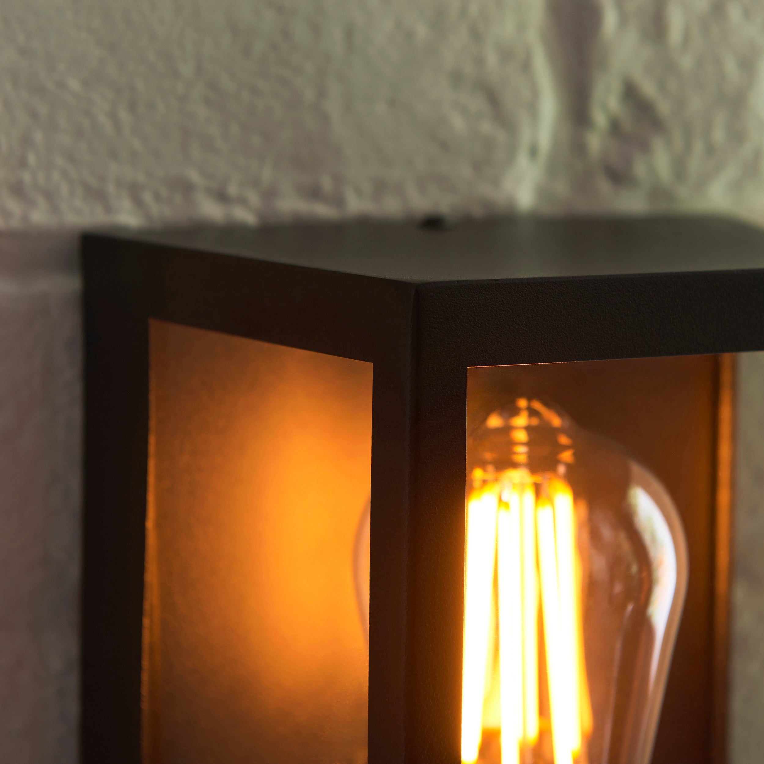 Endon Huntington Wall Light in Matt Black and Clear Glass
