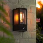 Endon Huntington Wall Light in Matt Black and Clear Glass