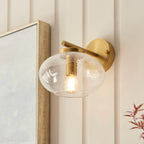 Endon Jacob Semi Flush Ceiling Light Warm Brass and Clear Bubble Glass Shade