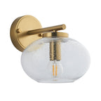 Endon Jacob Semi Flush Ceiling Light Warm Brass and Clear Bubble Glass Shade