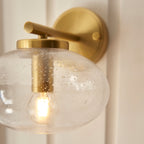 Endon Jacob Semi Flush Ceiling Light Warm Brass and Clear Bubble Glass Shade
