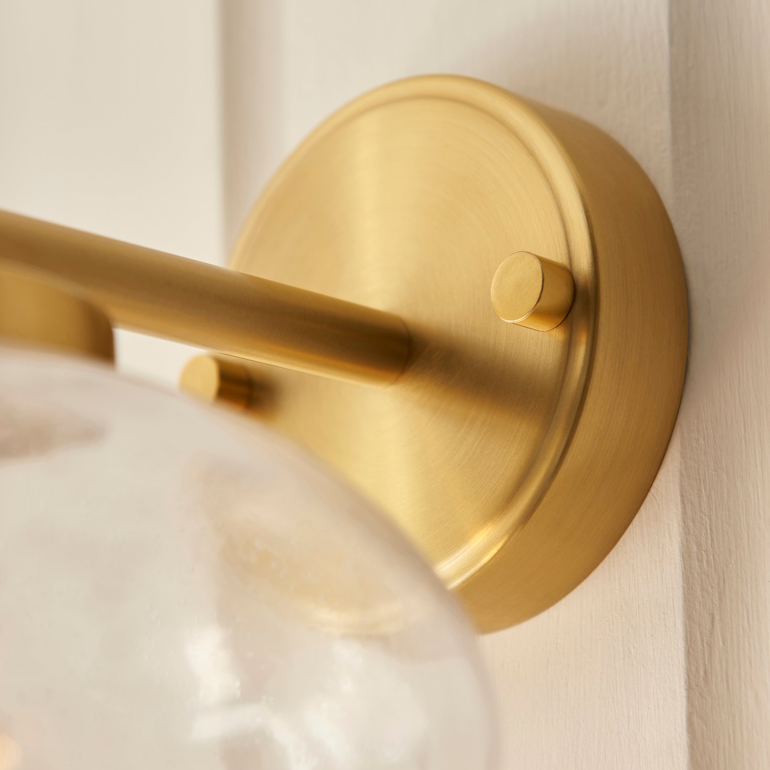 Endon Jacob Semi Flush Ceiling Light Warm Brass and Clear Bubble Glass Shade