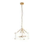 Endon Keller 4 Light Pendant in Brushed Aged Brass and Handmade Textured Clear Glass Shade