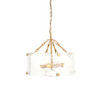 Endon Keller 4 Light Pendant in Brushed Aged Brass and Handmade Textured Clear Glass Shade