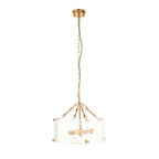 Endon Keller 4 Light Pendant in Brushed Aged Brass and Handmade Textured Clear Glass Shade