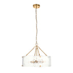 Endon Keller 6 Light Pendant in Brushed Aged Brass and Handmade Textured Clear Glass Shade
