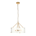 Endon Keller 6 Light Pendant in Brushed Aged Brass and Handmade Textured Clear Glass Shade