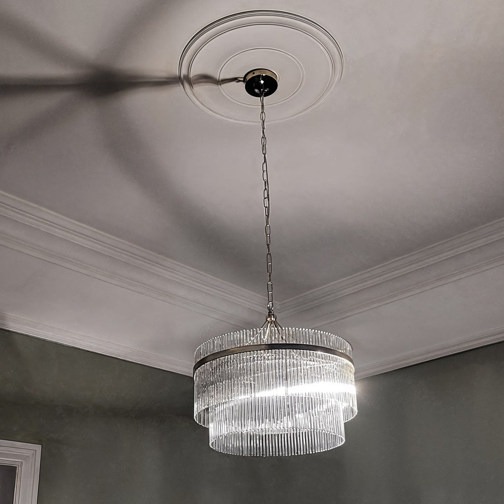 Endon Marietta 5 Light Pendant Light in Bright Nickel with Clear Glass