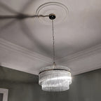 Endon Marietta 5 Light Pendant Light in Bright Nickel with Clear Glass