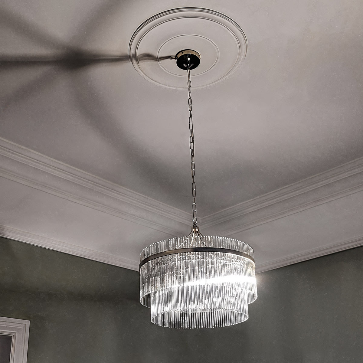 Endon Marietta 5 Light Pendant Light in Bright Nickel with Clear Glass