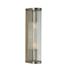 Endon Ridgeton 2 Light Wall Light in Antique Brass and Clear Ribbed Glass Shade