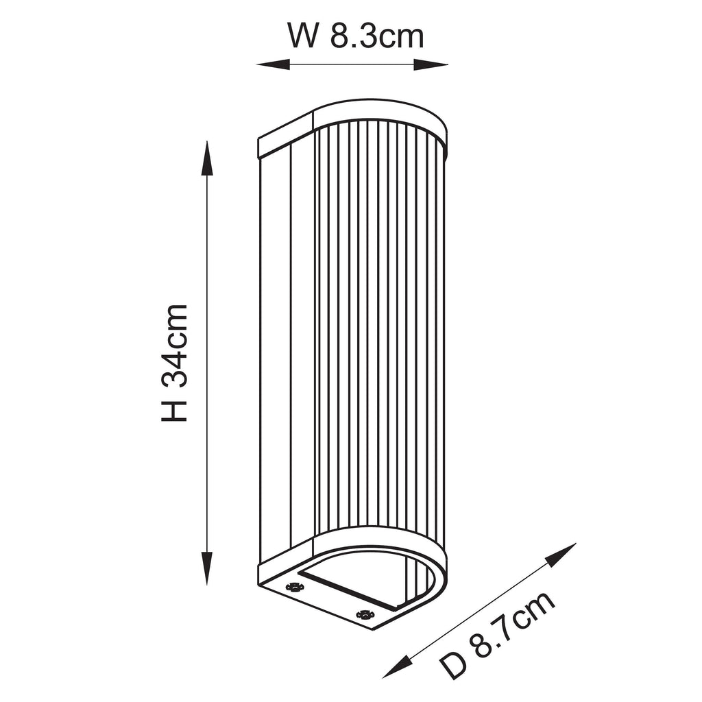 Endon Ridgeton 2 Light Wall Light in Antique Brass and Clear Ribbed Glass Shade