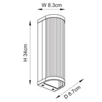 Endon Ridgeton 2 Light Wall Light in Antique Brass and Clear Ribbed Glass Shade