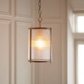 Endon Ridgeton Pendant Light Antique Brass and Clear Ribbed Glass Shade