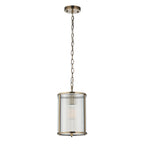 Endon Ridgeton Pendant Light Antique Brass and Clear Ribbed Glass Shade