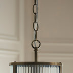 Endon Ridgeton Pendant Light Antique Brass and Clear Ribbed Glass Shade