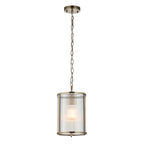 Endon Ridgeton Pendant Light Antique Brass and Clear Ribbed Glass Shade