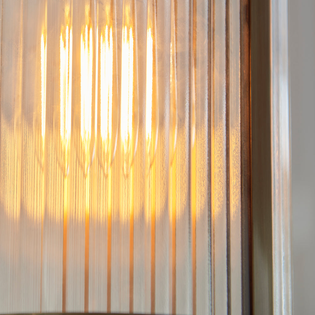 Endon Ridgeton Pendant Light Antique Brass and Clear Ribbed Glass Shade