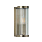 Endon Ridgeton Wall Light in Antique Brass and Clear Ribbed Glass Shade