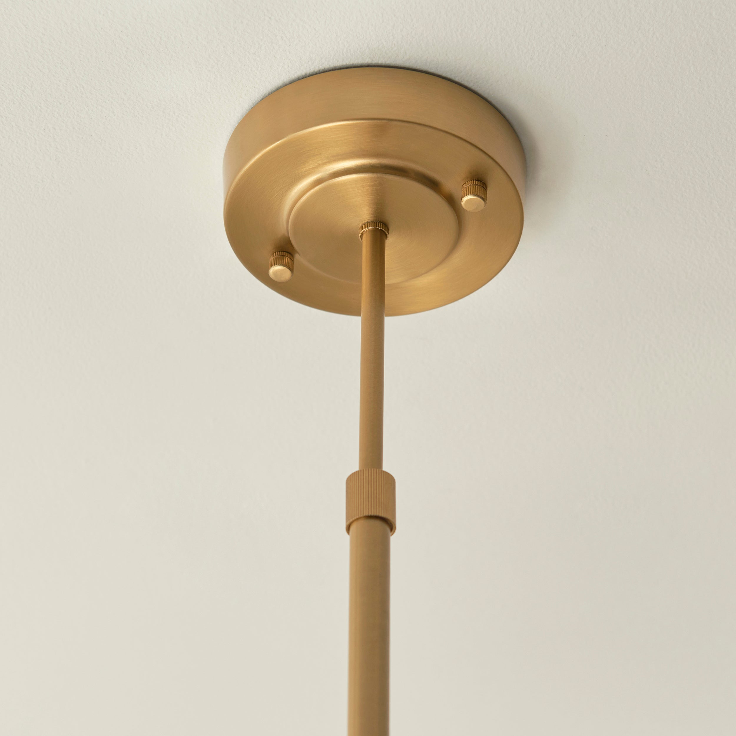 Endon Stamford 5 Light Pendant in Brushed Aged Brass and Clear Ribbed Glass