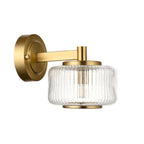 Endon Stamford Wall Light in Brushed Aged Brass and Clear Ribbed Glass