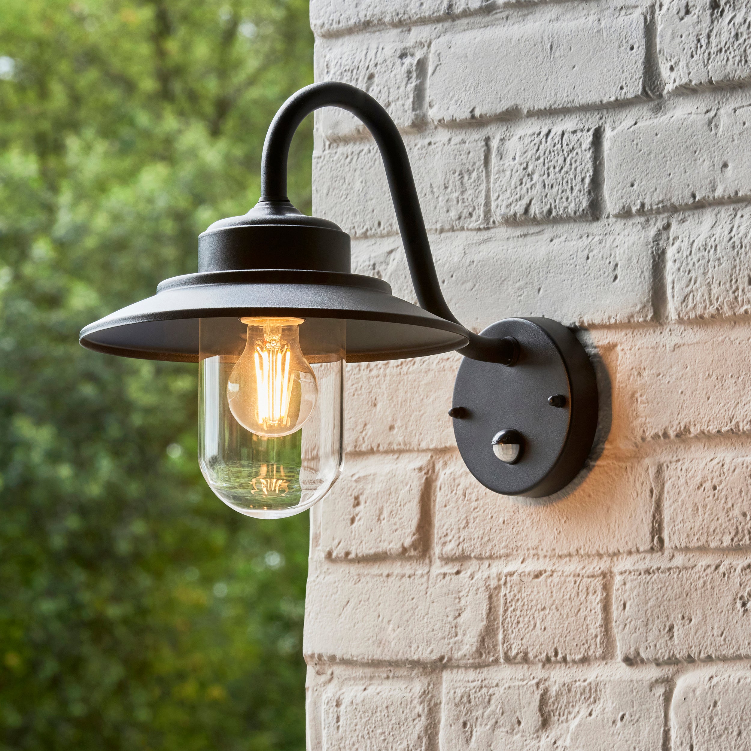 Endon Thornton Outdoor Wall Light in Matt Black and Clear Glass