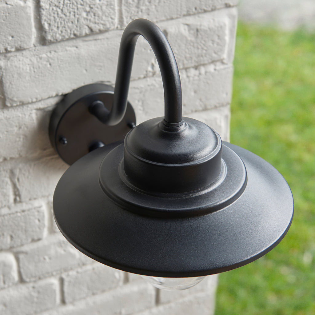 Endon Thornton Outdoor Wall Light in Matt Black and Clear Glass