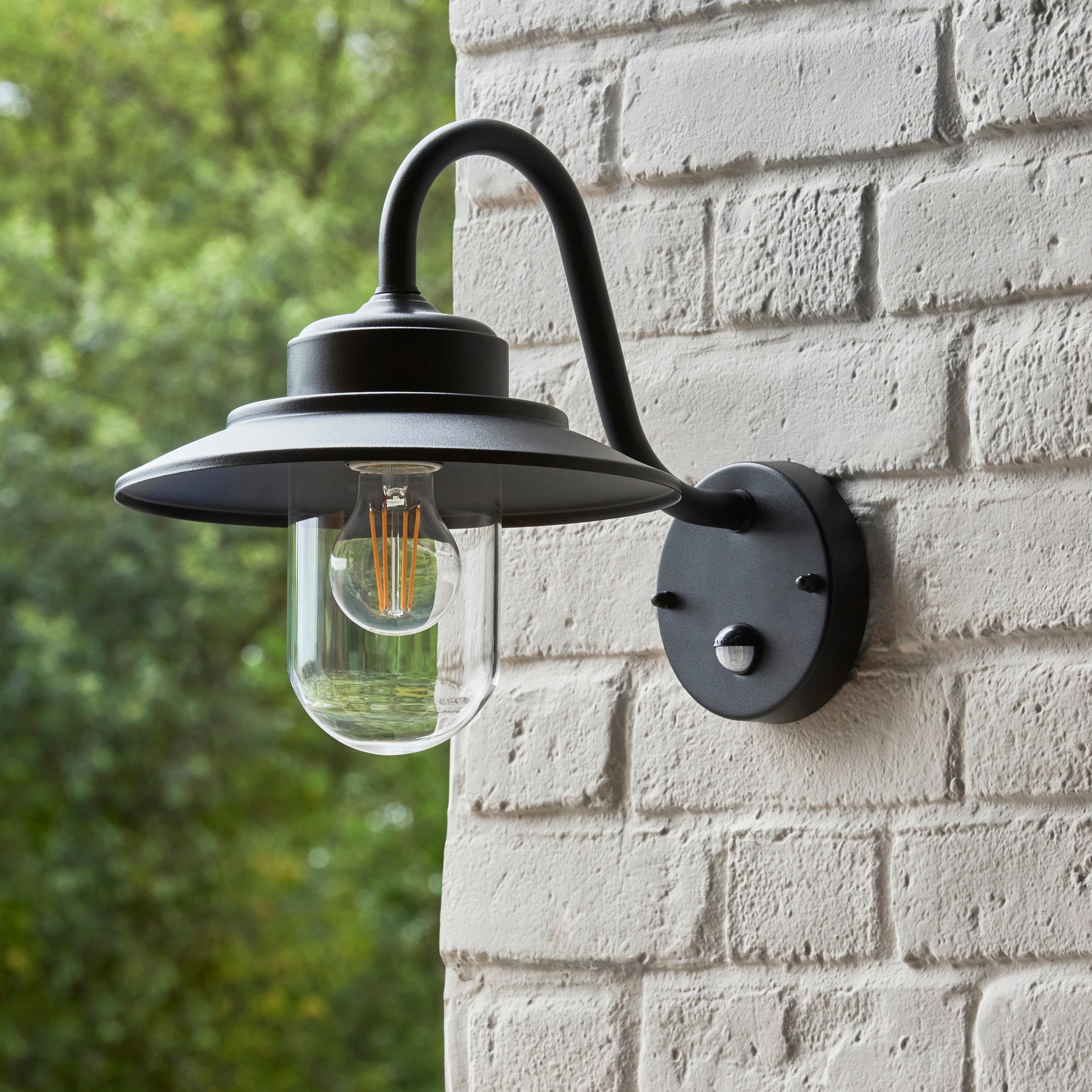 Endon Thornton Outdoor Wall Light in Matt Black and Clear Glass