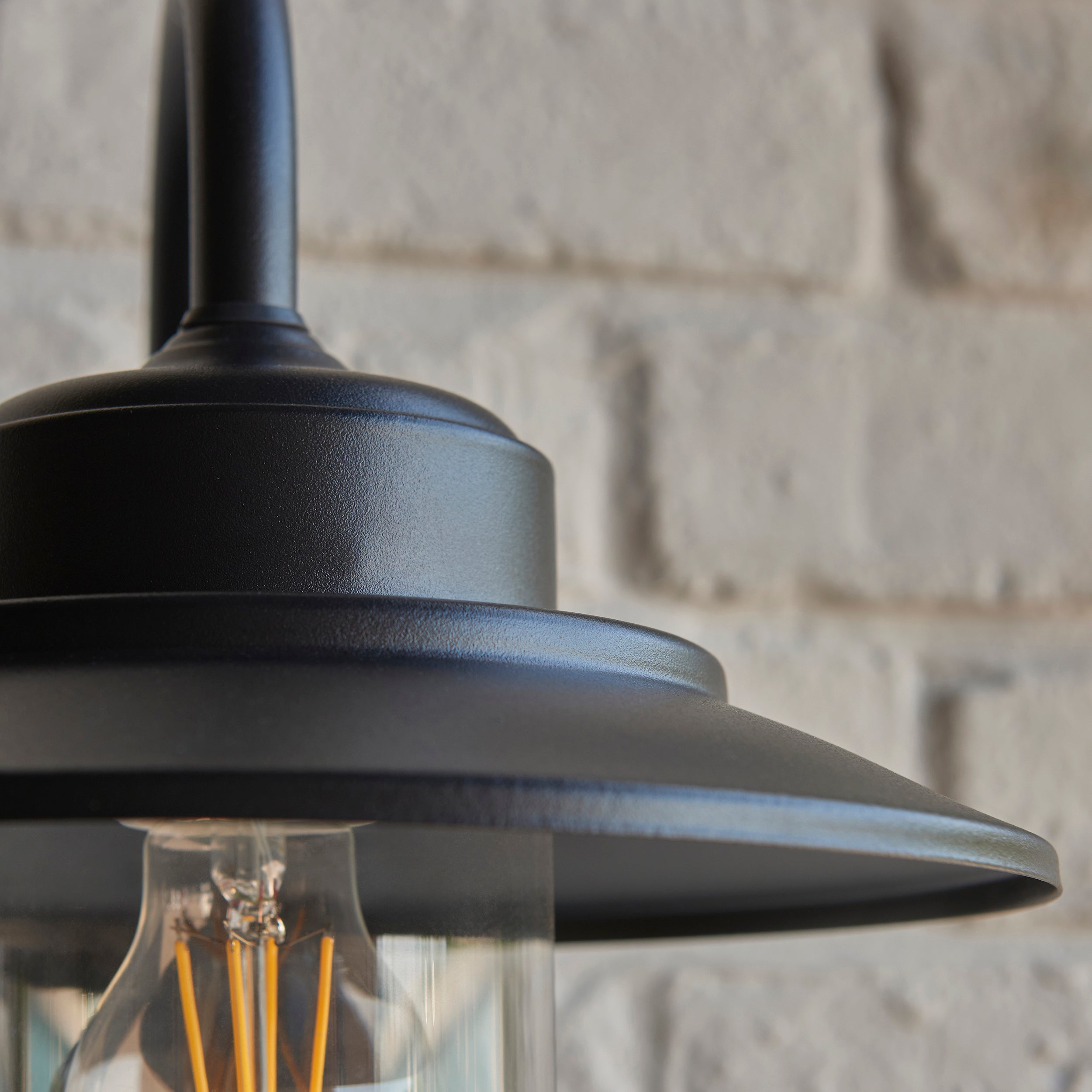 Endon Thornton Outdoor Wall Light in Matt Black and Clear Glass