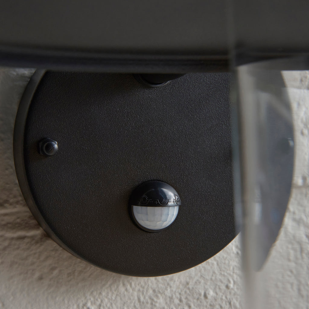 Endon Thornton Outdoor Wall Light in Matt Black and Clear Glass