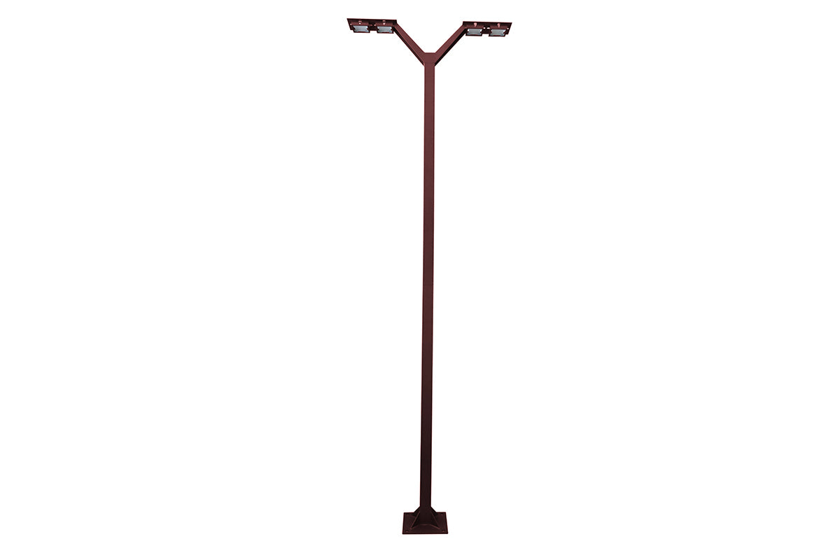 Envergure Double-Head Solar & Rechargeable Lamppost 350 cm 4x500lm - Corten Aluminium