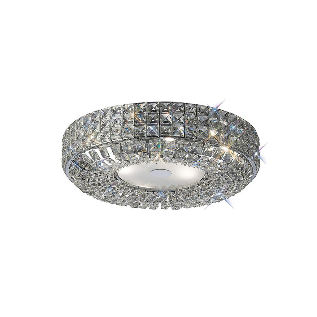 Diyas Enya 6 Light Flush Ceiling Light in Polished Chrome with Crystal