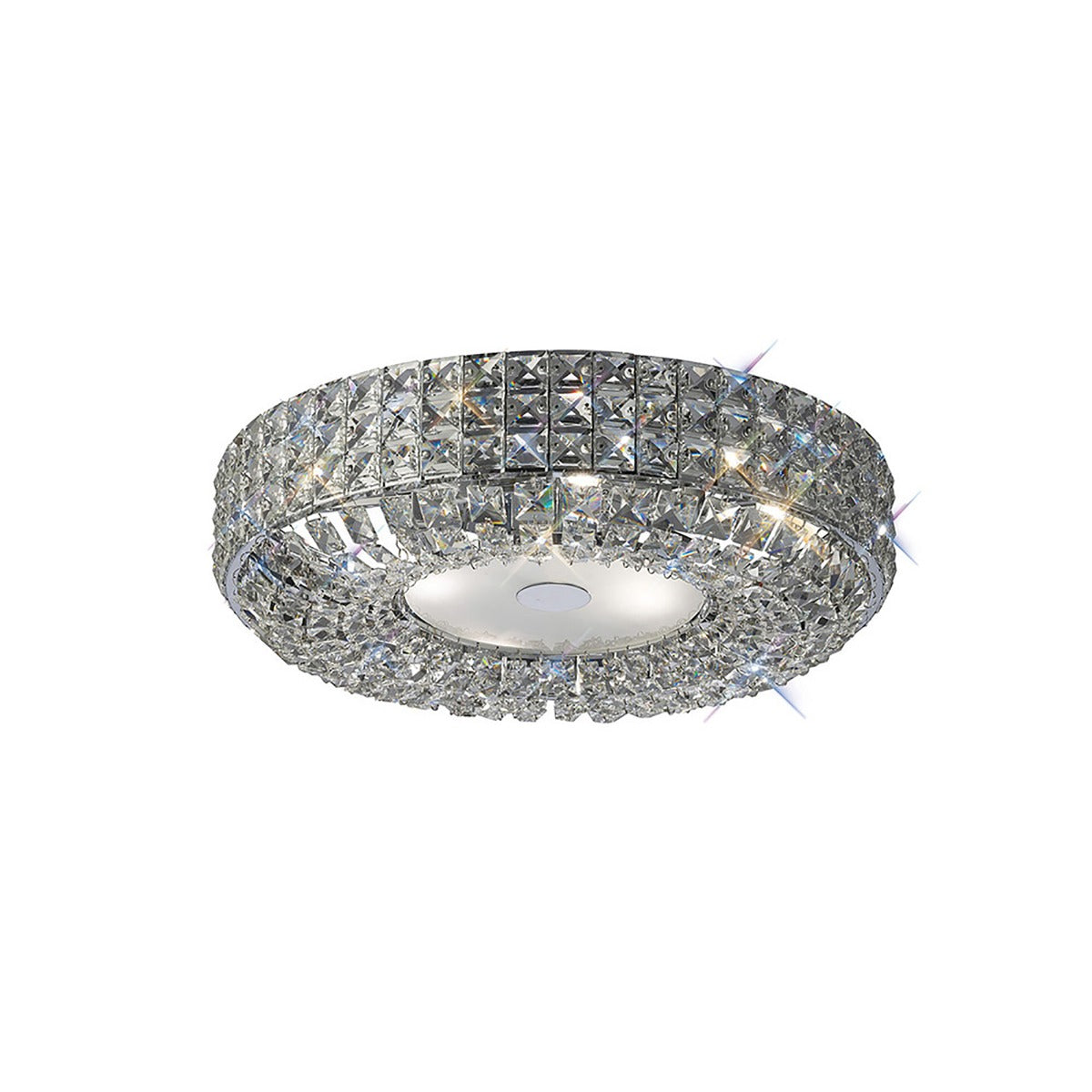 Diyas Enya 6 Light Flush Ceiling Light in Polished Chrome with Crystal