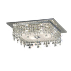 Diyas Esta 4 Light Square Flush Ceiling Light in Polished Chrome with Glass and Crystal