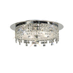 Diyas Esta 6 Light Round Flush Ceiling Light in Polished Chrome with Glass and Crystal