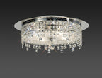 Diyas Esta 6 Light Round Flush Ceiling Light in Polished Chrome with Glass and Crystal