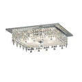 Diyas Esta 6 Light Square Flush Ceiling Light in Polished Chrome with Glass and Crystal