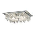 Diyas Esta 6 Light Square Flush Ceiling Light in Polished Chrome with Glass and Crystal