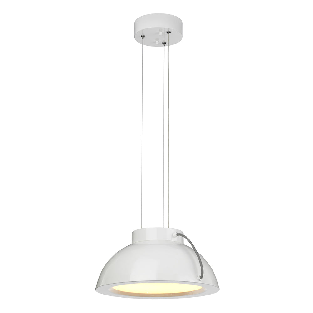 Elstead Europa Medium 1 Light LED Pendant Light in White