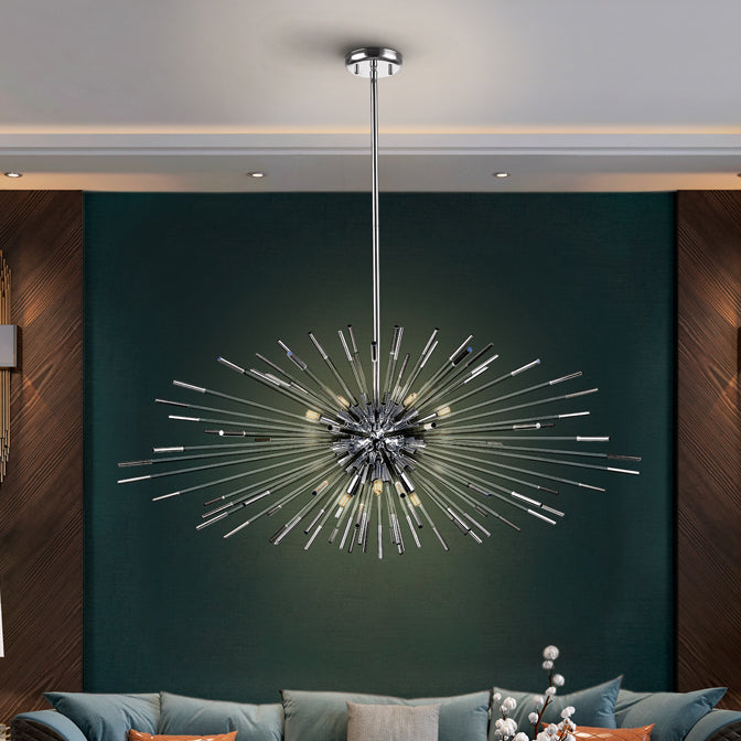 Schuller Evasion Single 9 Light Pendant Light in Dark Chrome with Remote Control