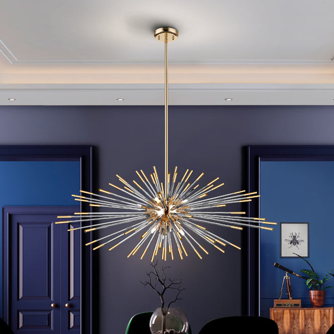Schuller Evasion 9 Light Single Pendant Light in Gold with Remote