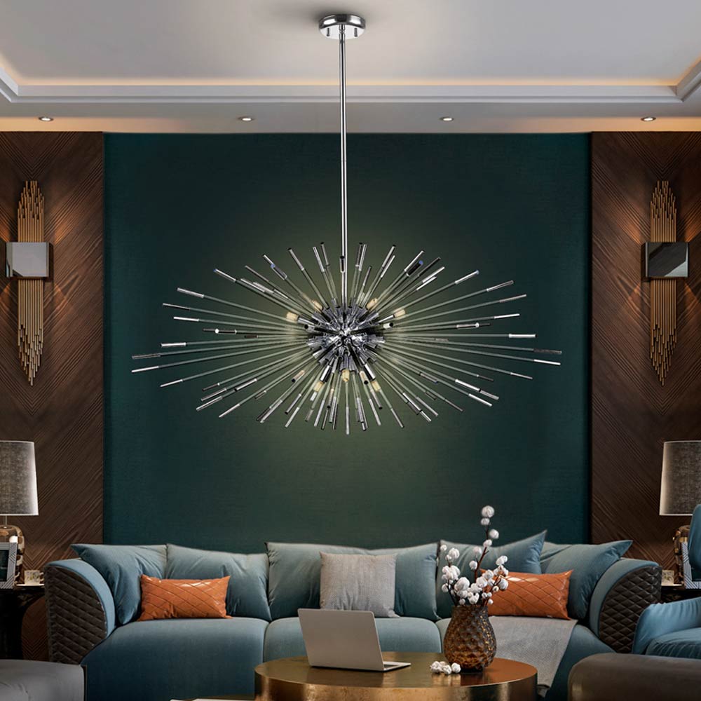 Schuller Evasion 9 Light Single Pendant Light in Dark Chrome
