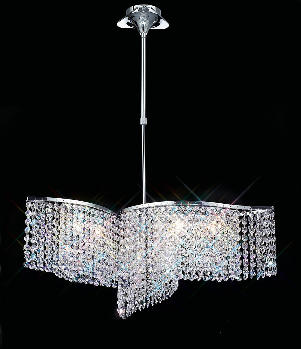 Diyas Fabio 6 Light Semi Flush Ceiling Light in Polished Chrome with Crystal