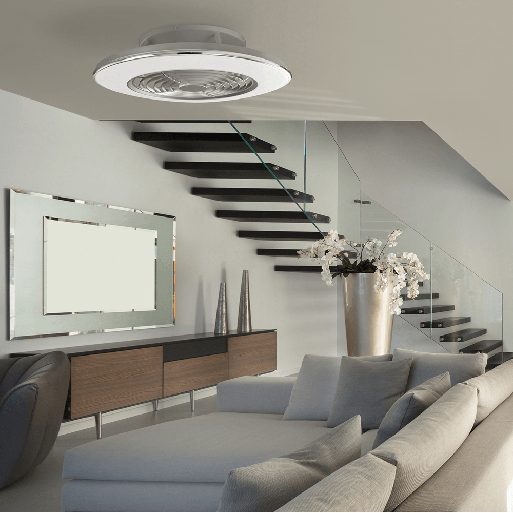 Mantra Alisio XL Silver Ceiling Fan 95W LED Light Dimmable Remote Controlled