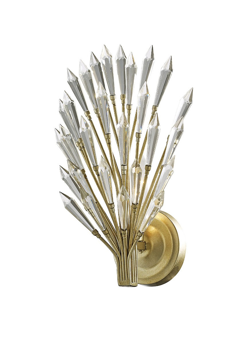 Diyas Fay Single Wall Light in Aged Gold with Crystal