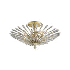 Diyas Fay 3 Light Semi Flush Ceiling Light in Aged Gold with Crystal