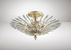 Diyas Fay 3 Light Semi Flush Ceiling Light in Aged Gold with Crystal