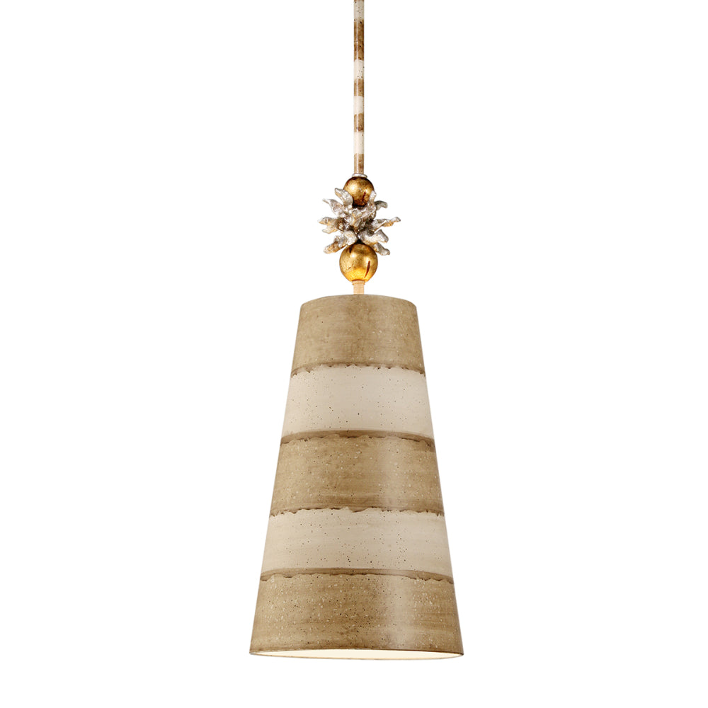 Flambeau Anemone 1 Light Pendant Light in Taupe and Cream Patina