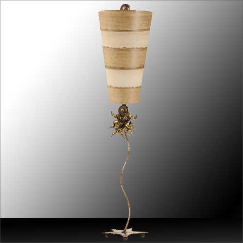 Flambeau Anemone Table Lamp with Gold Sculpture in Taupe Cream