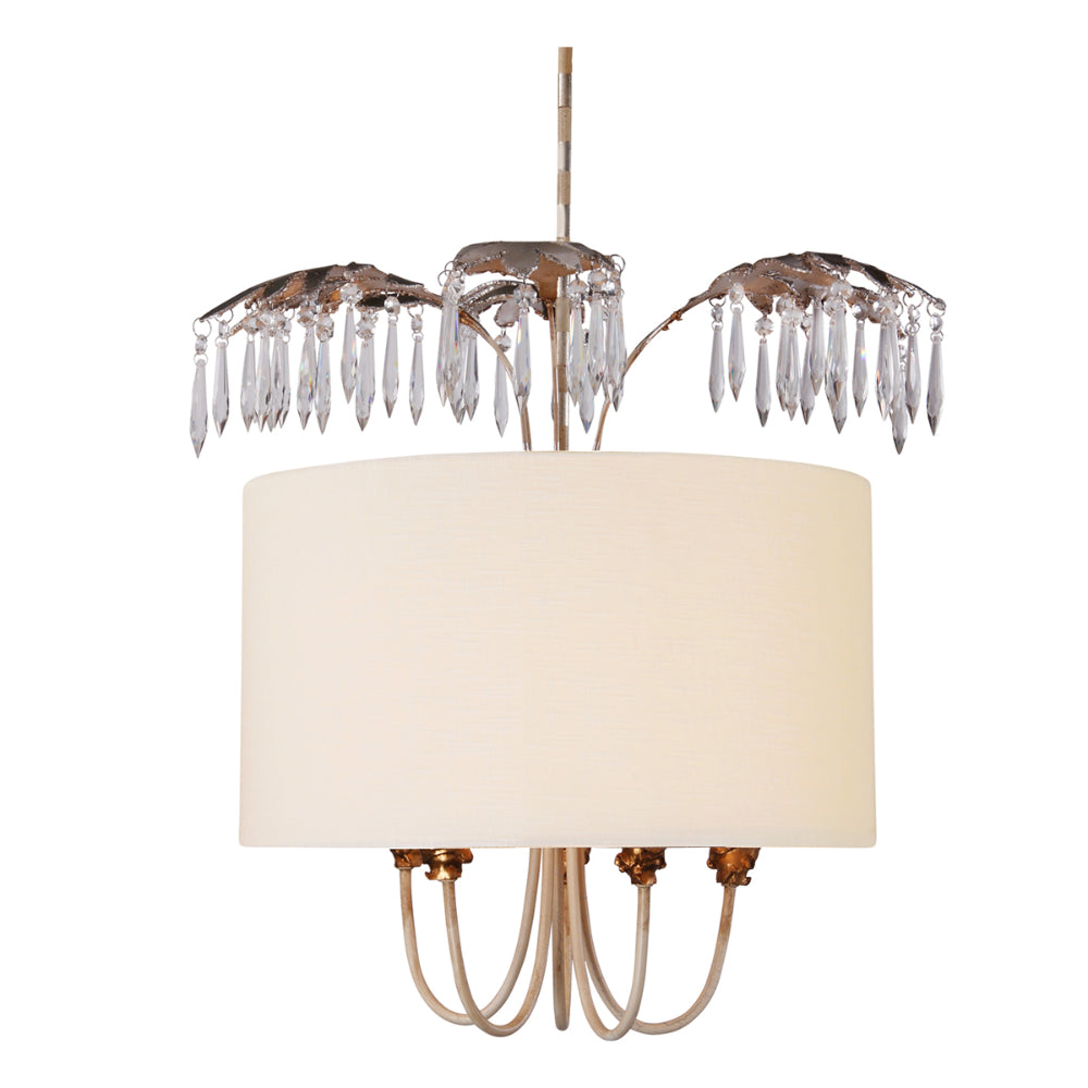 Flambeau Antoinette 5 Light Pendant Light in Cream Patina with Gold and Silver Leaf